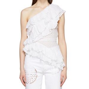 Isabel Marant Zellery Endless Summer One-Shoulder Tank Top White